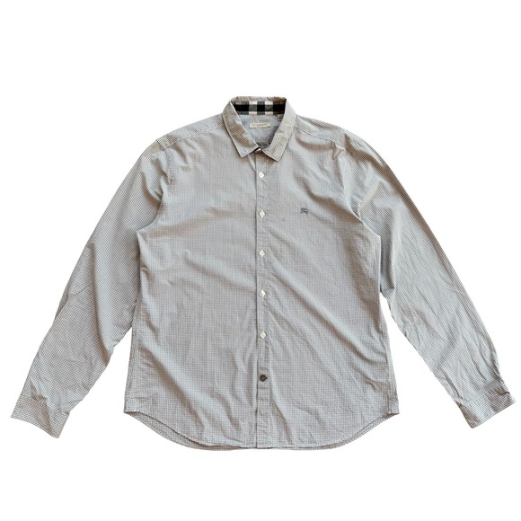 Burberry Brit Men's Gray Gingham Check Long Sleeve Dress Shirt Size XL - Picture 1 of 16